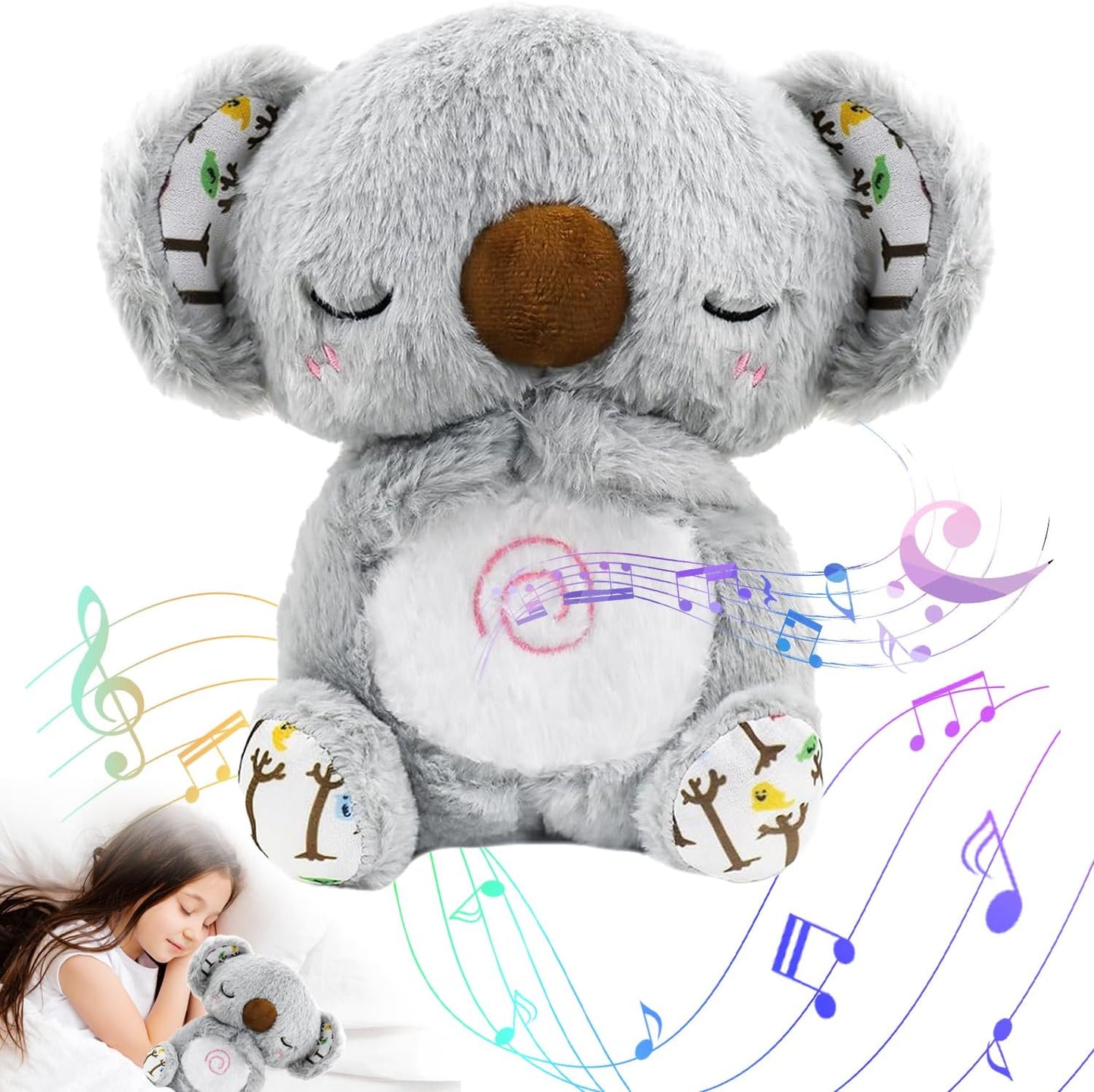 Peluche relajante para bebé que simula respiración ( koala rosa )